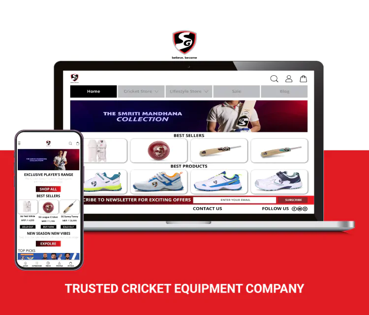 Website for cricket equipment company