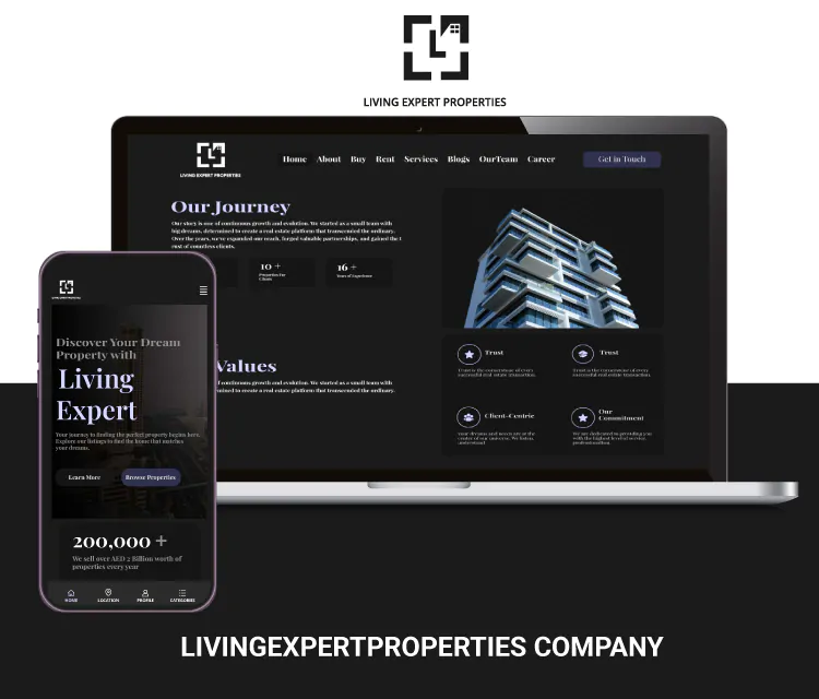 Web design and development for a real estate company in Dubai